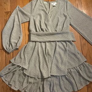 Gray Polka Dot Wrap Dress